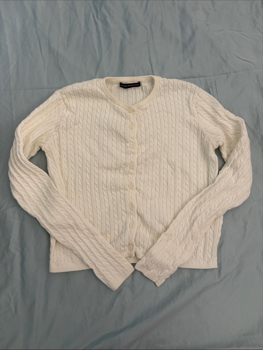 Brandy Melville Cream Cable Knit Button-Up Cardigan